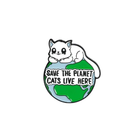 🍏50% OFF/3+...SAVE THE PLANET, CATS LIVE HERE Pin - Picture 3 of 5
